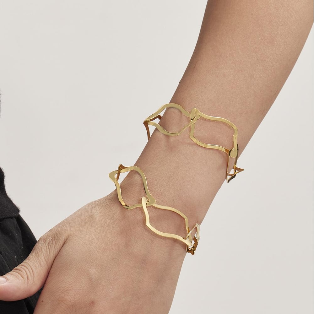 Minimalist Irregular Rectangular Shape Stainless Steel Gold Color Women's Jewelry Sets h5Picture4