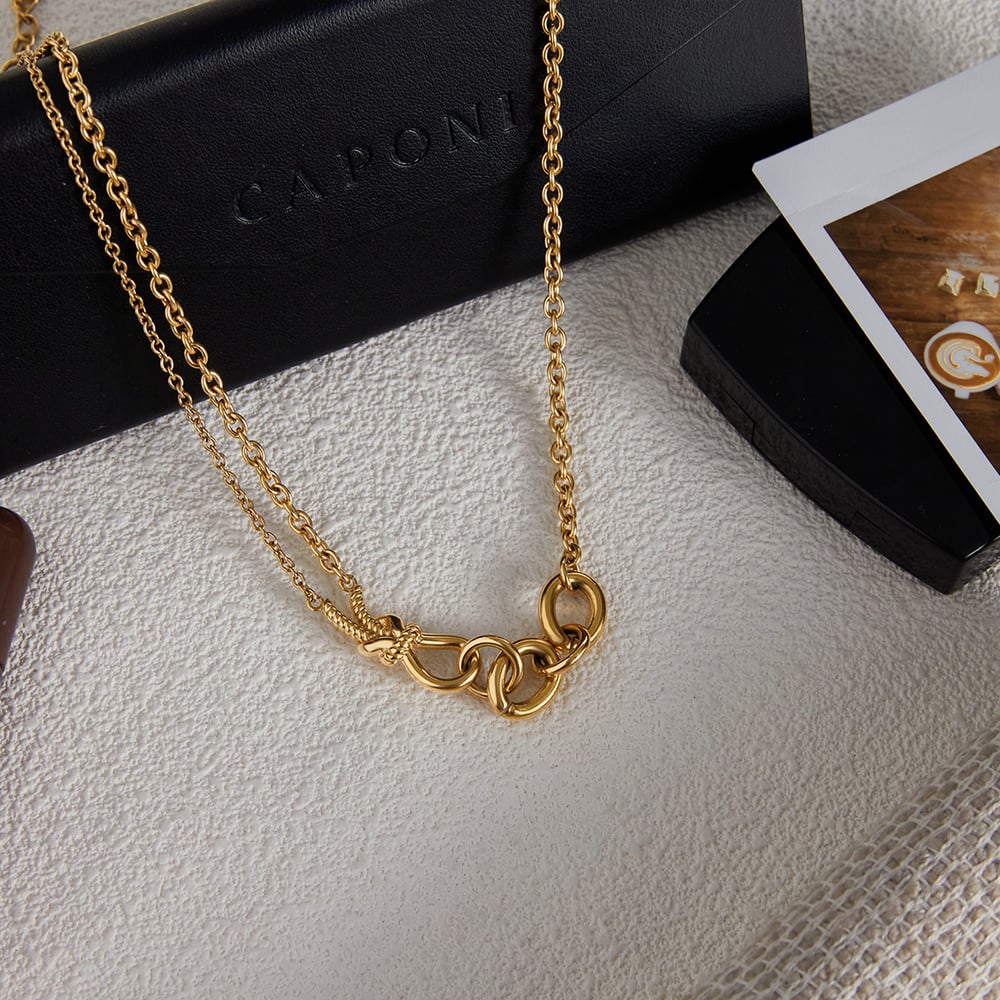 1 Piece Classic Twist Circle Stainless Steel Gold Color Women's Chain Necklaces h5Picture5
