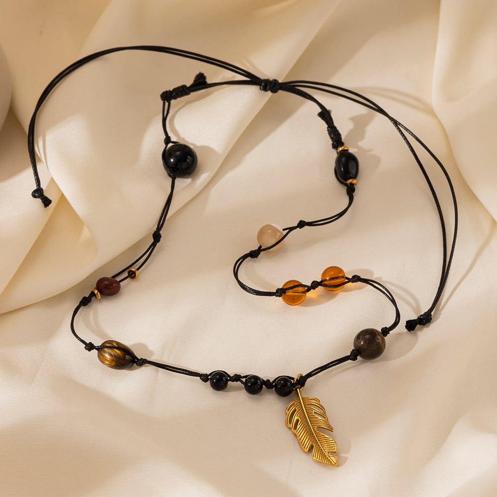 1 Piece Natural Stone Beaded Necklace Picture2