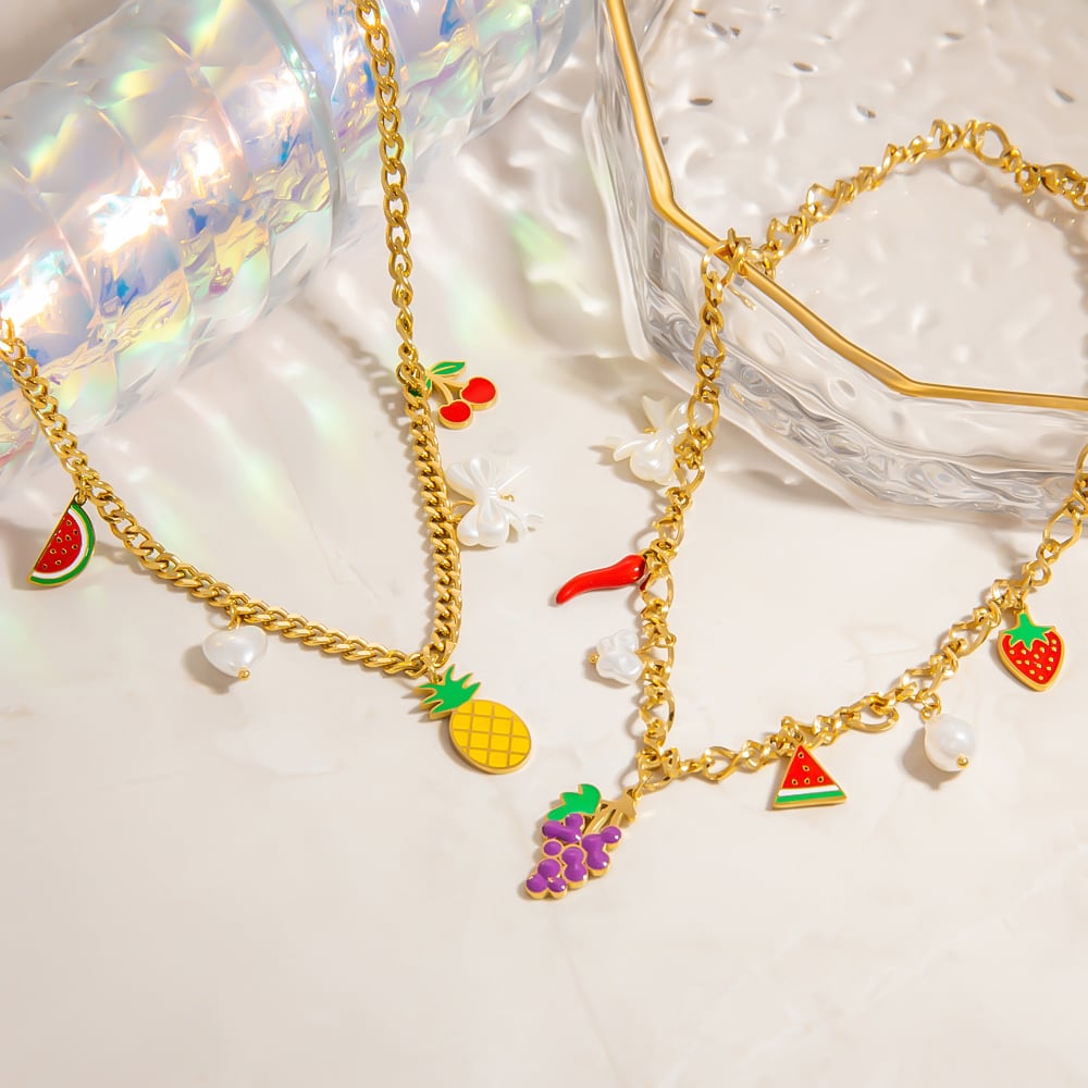 1 Piece Romantic Casual Fruit Stainless Steel Gold Color Women's Pendant Necklaces h5Picture5