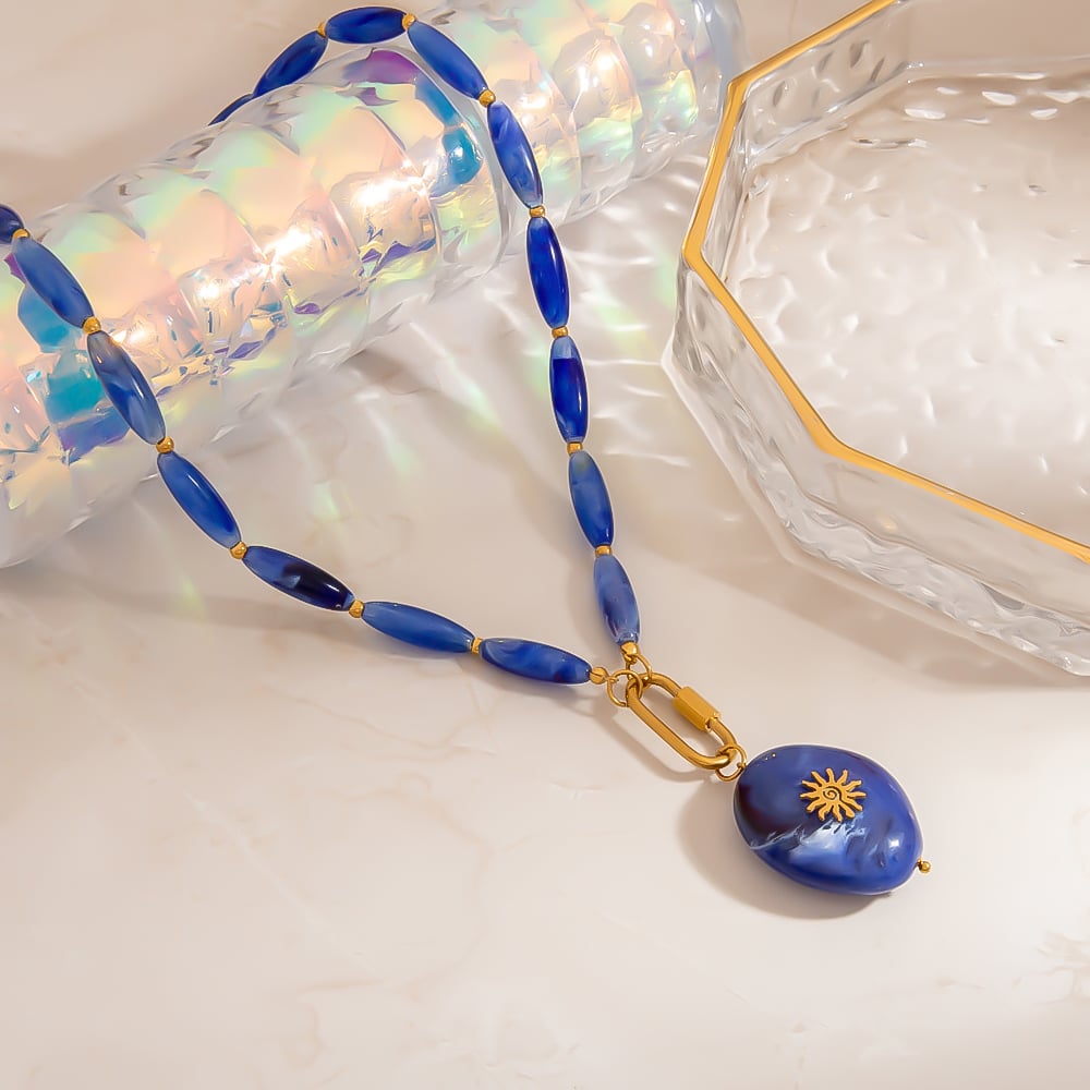 1 Stück klassische unregelmäßige Herzform aus Harz und Naturstein für Damen mit Perlen h5Bild4