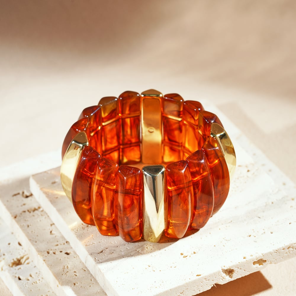 1 Piece Retro Style Blended Rectangular Beaded Acrylic Women's Bangles h5Picture4