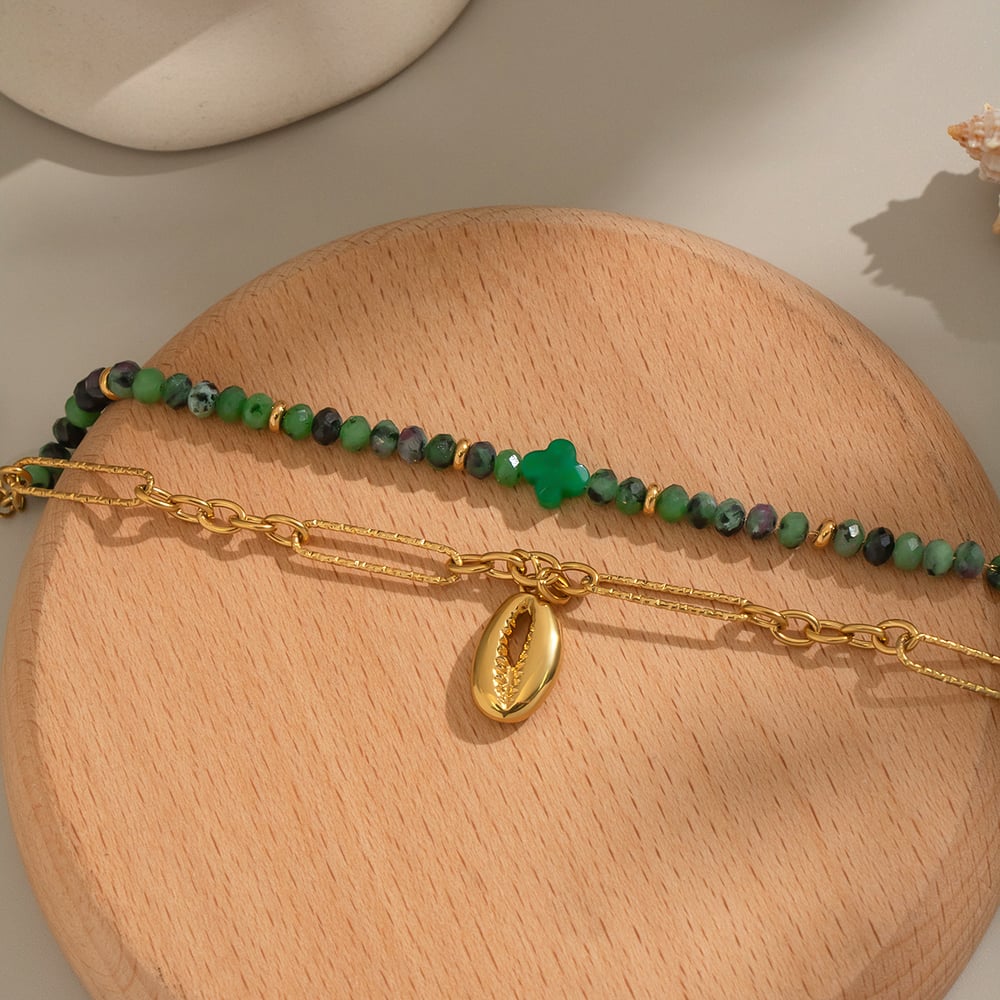 1 Stück Natursteinperlen Edelstahl Perlenarmband Bild4