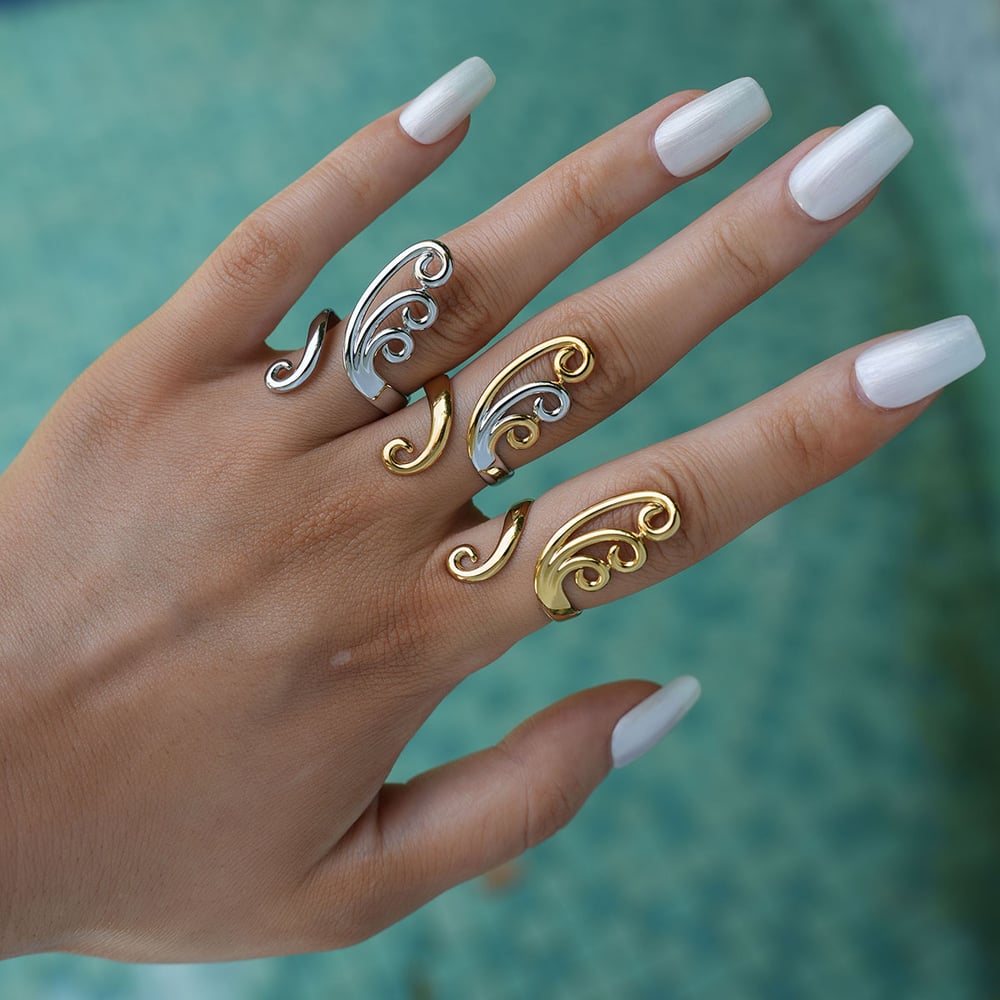 1 Piece Simple Irregular Shape Stainless Steel  Gold Color  Statement Rings h5Picture6