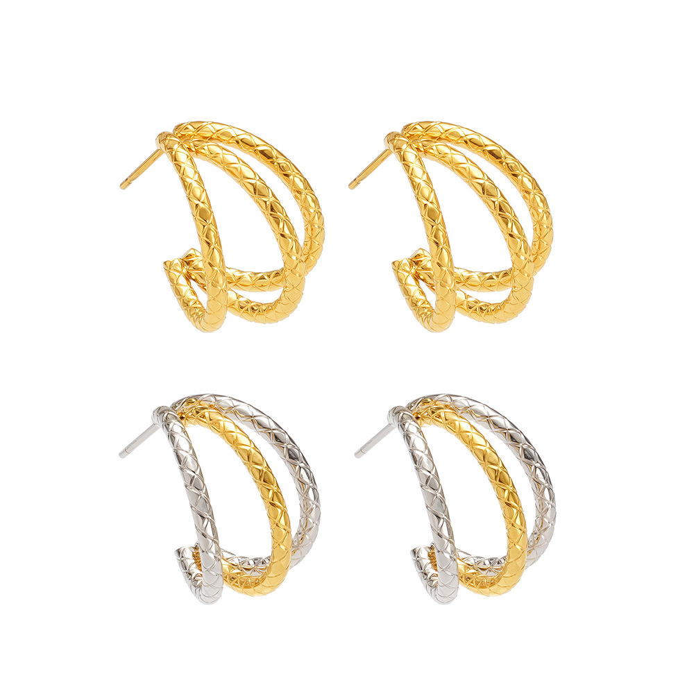 1 Paar minimalistische Creolen aus Edelstahl in Goldfarbe für Damen h5Bild7