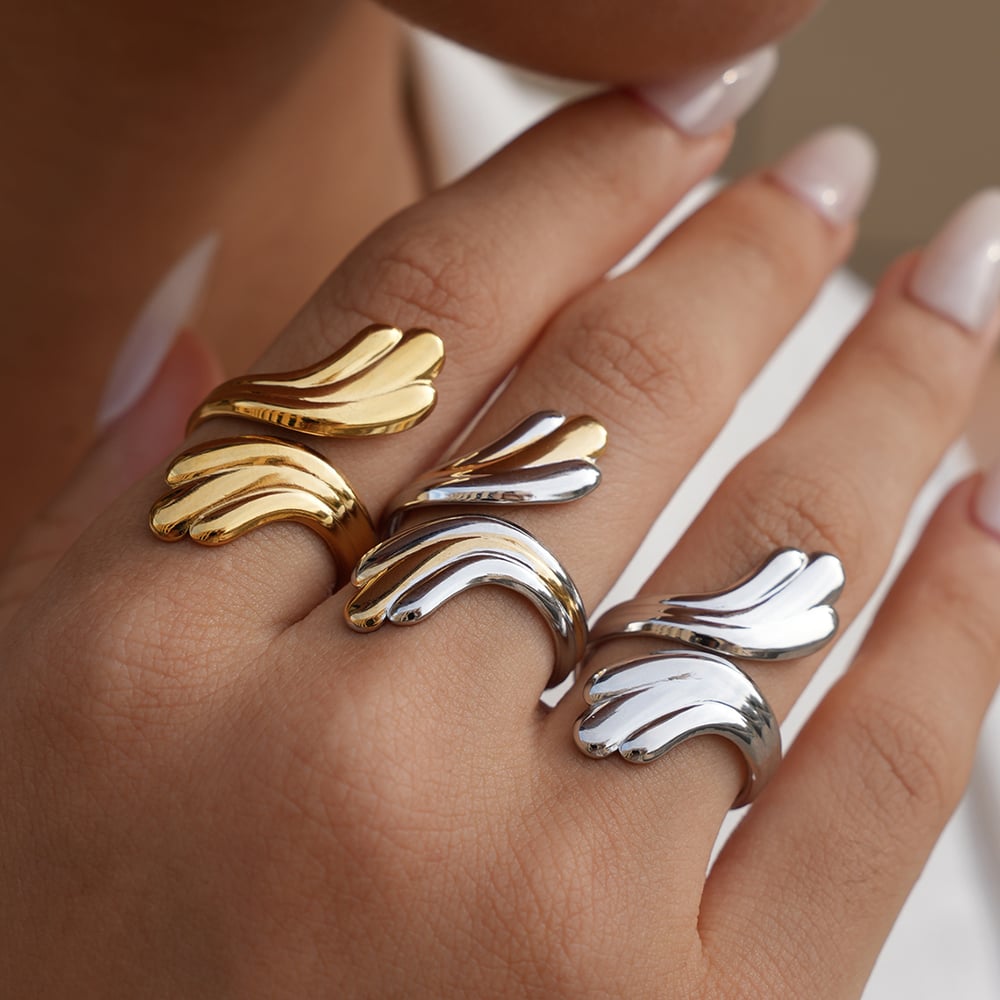 1 Piece Casual Irregular Shape Stainless Steel Gold Color Statement Rings h5Picture4