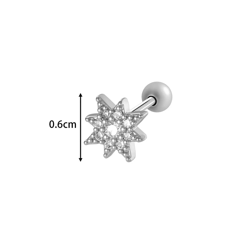 1 Piece Heart Star Copper Gold Color Zircon Piercing Earring Picture2