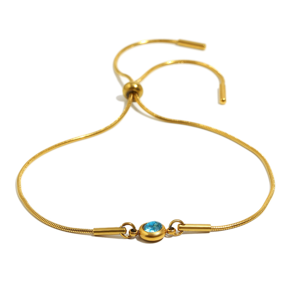 1 Stück einfache elegante Kette Edelstahl Gold Farbe Damen Kettenarmbänder