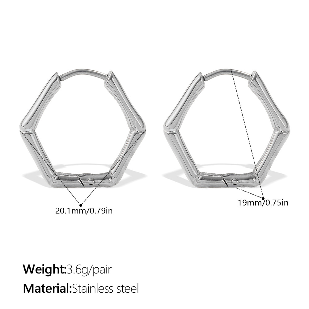 1 Pair Irregular Shape Stainless Steel Gold Color Hoop Earrings