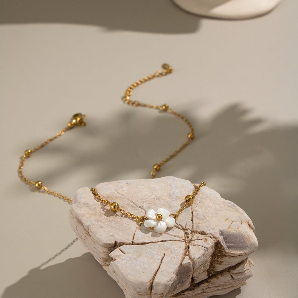 1 Piece Shell Flower Stainless Steel Gold Color Charm Necklace Picture2