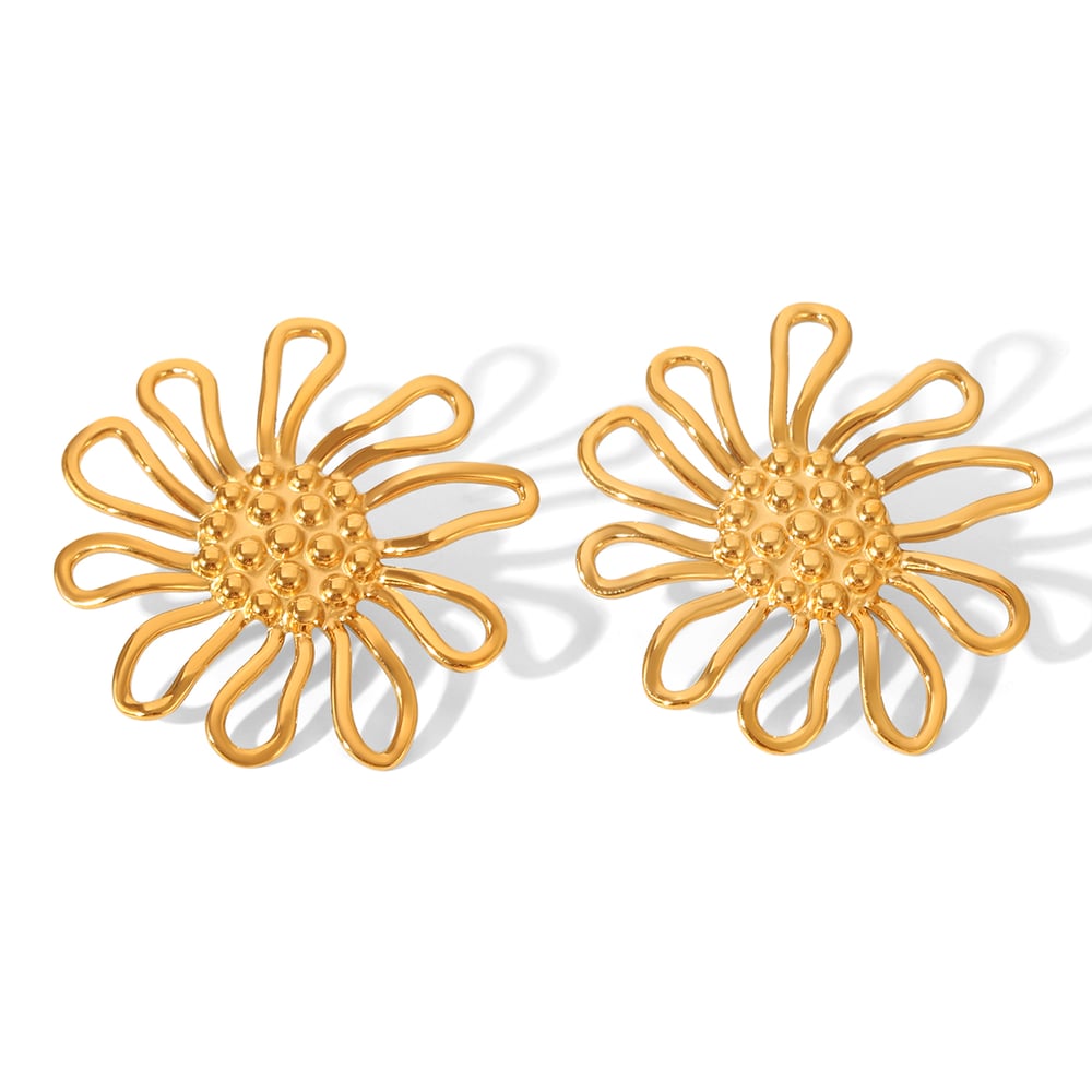 1 Stück einfache tägliche Sonnenblume Edelstahl Gold Farbe Damen Ring Sets