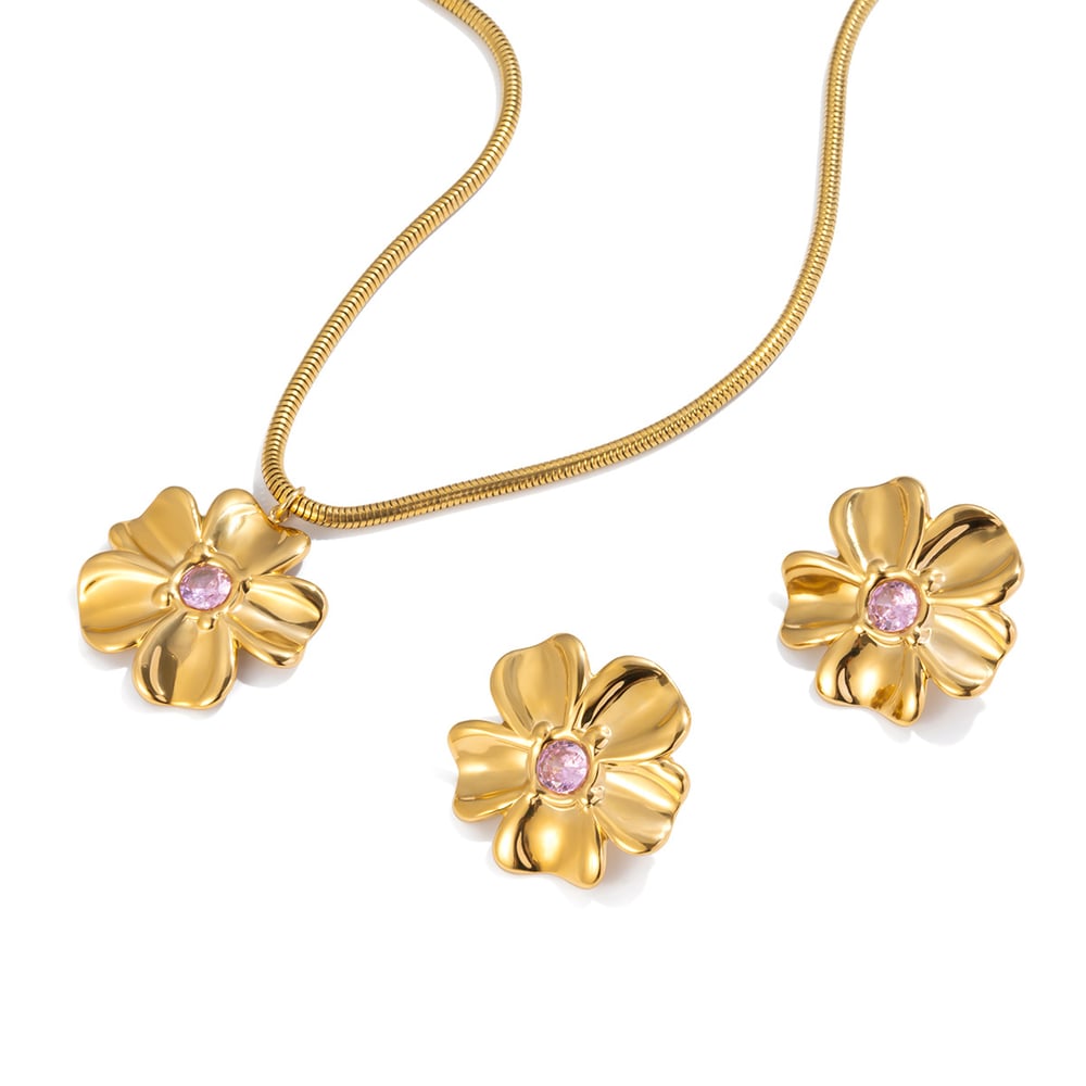 Süße Blume Edelstahl Gold Farbe frauen Schmuck Sets h5Bild8