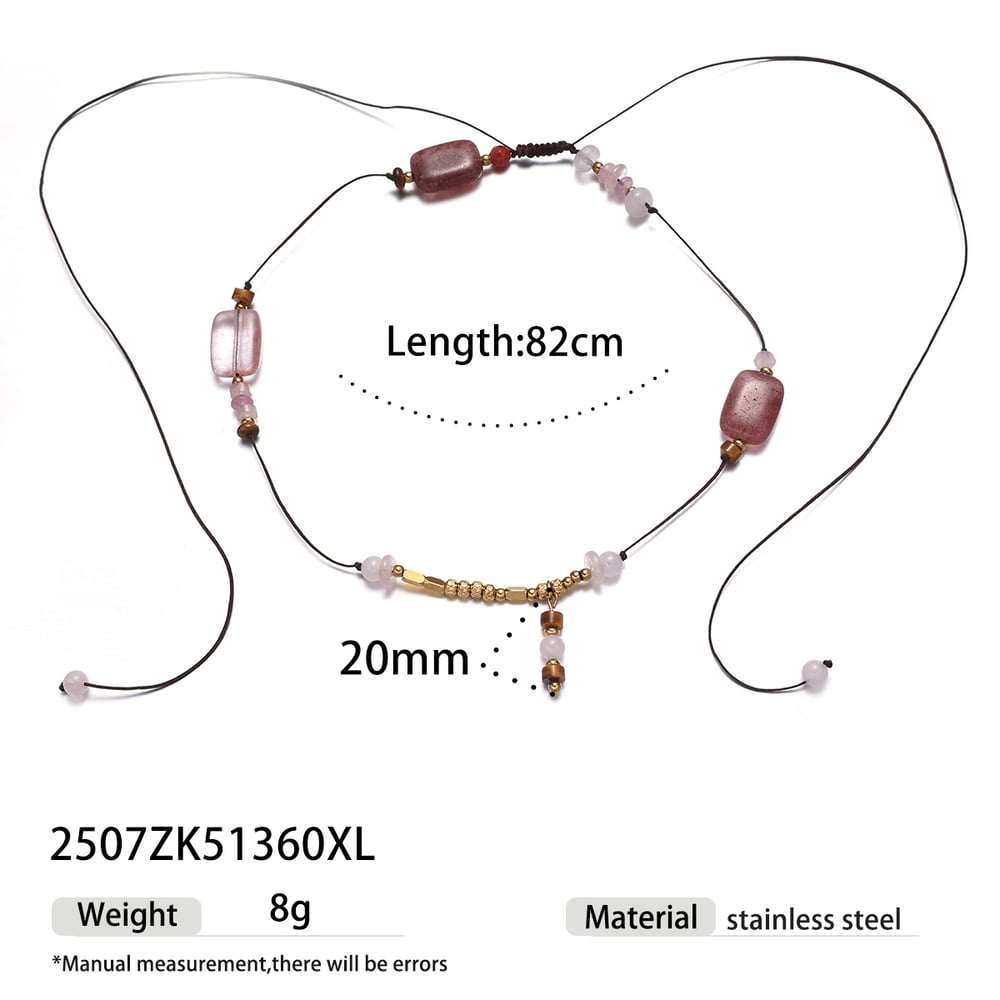1 Piece Natural Stone Beaded Necklace 