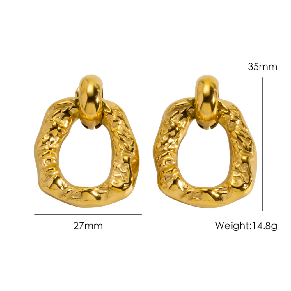 1 Piece Casual Irregular Shape Hammer Pattern Stainless Steel Women's Stud Earrings