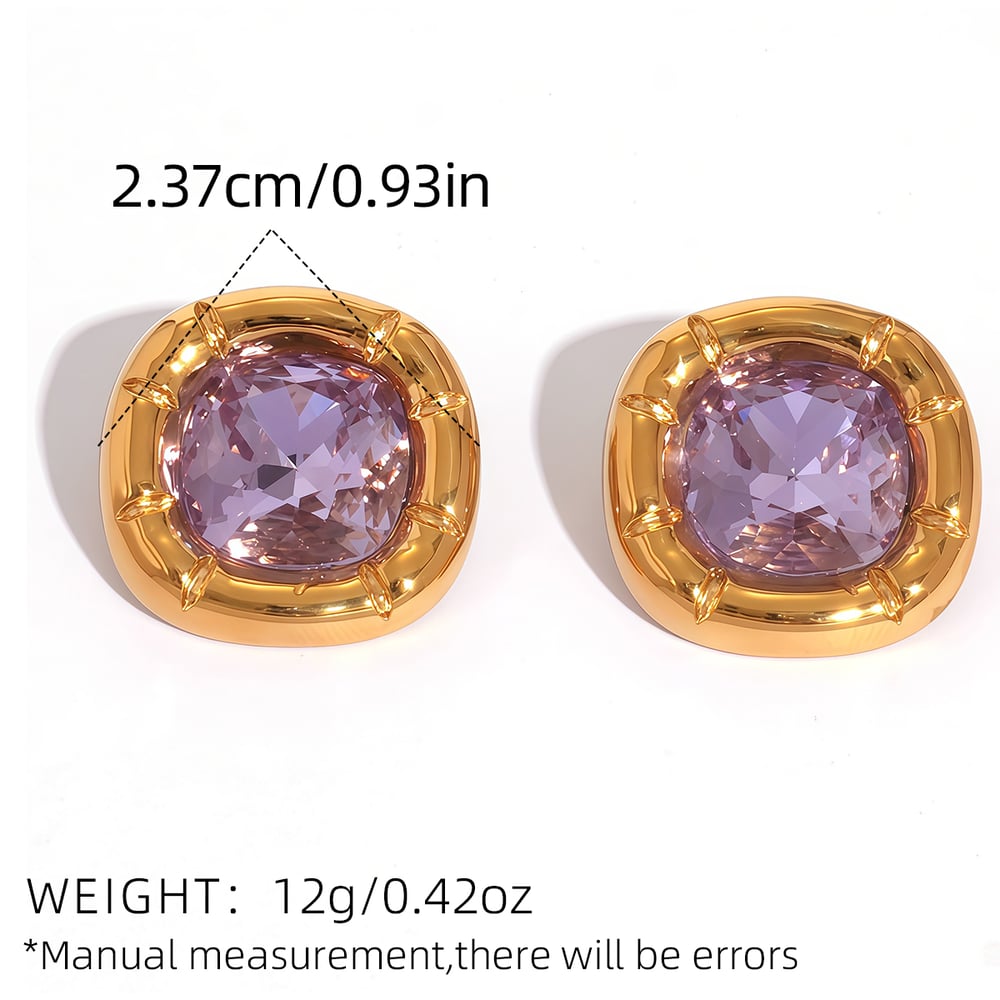 1 Pair Simple Rectangle Stainless Steel  Gold Color  Women's Stud Earrings Picture2