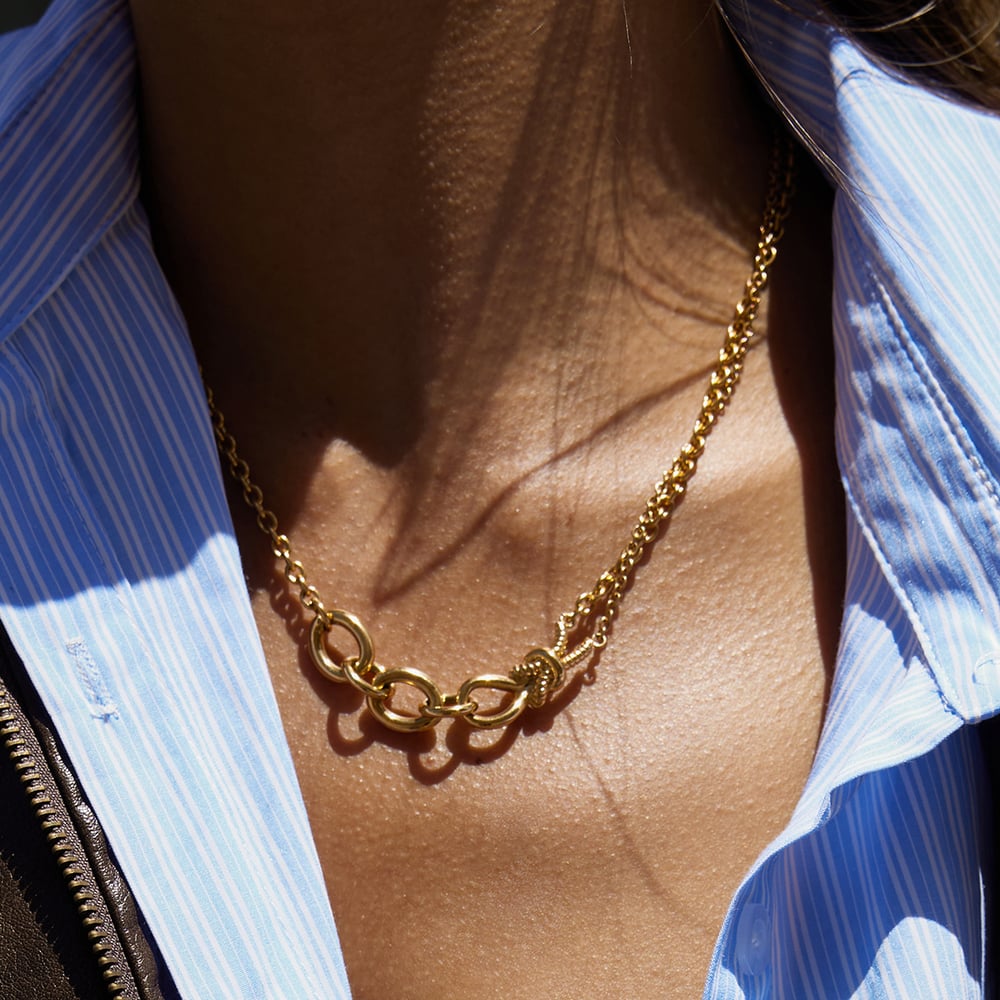 1 Piece Classic Twist Circle Stainless Steel Gold Color Women's Chain Necklaces h5Picture3