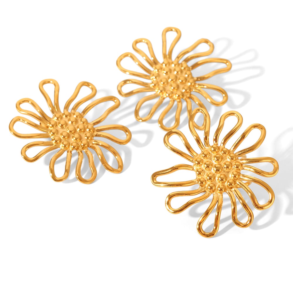 1 Stück einfache tägliche Sonnenblume Edelstahl Gold Farbe Damen Ring Sets h5Bild6