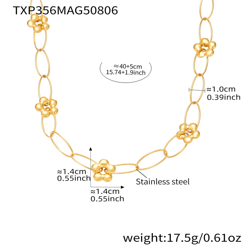 Romantic Flower Stainless Steel Gold Color Women's Jewelry Sets