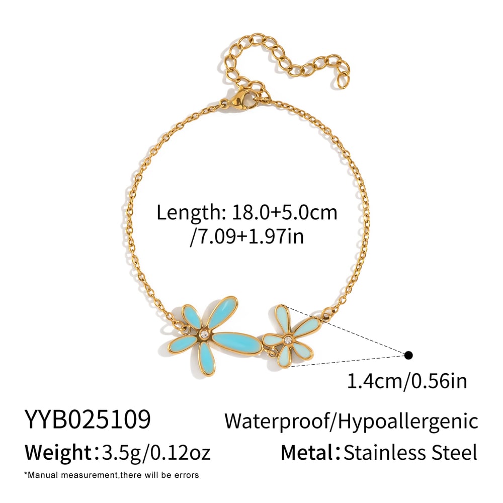 Romantische Serie Elegante Blume Edelstahl Gold Farbe Strass Halskette Set 