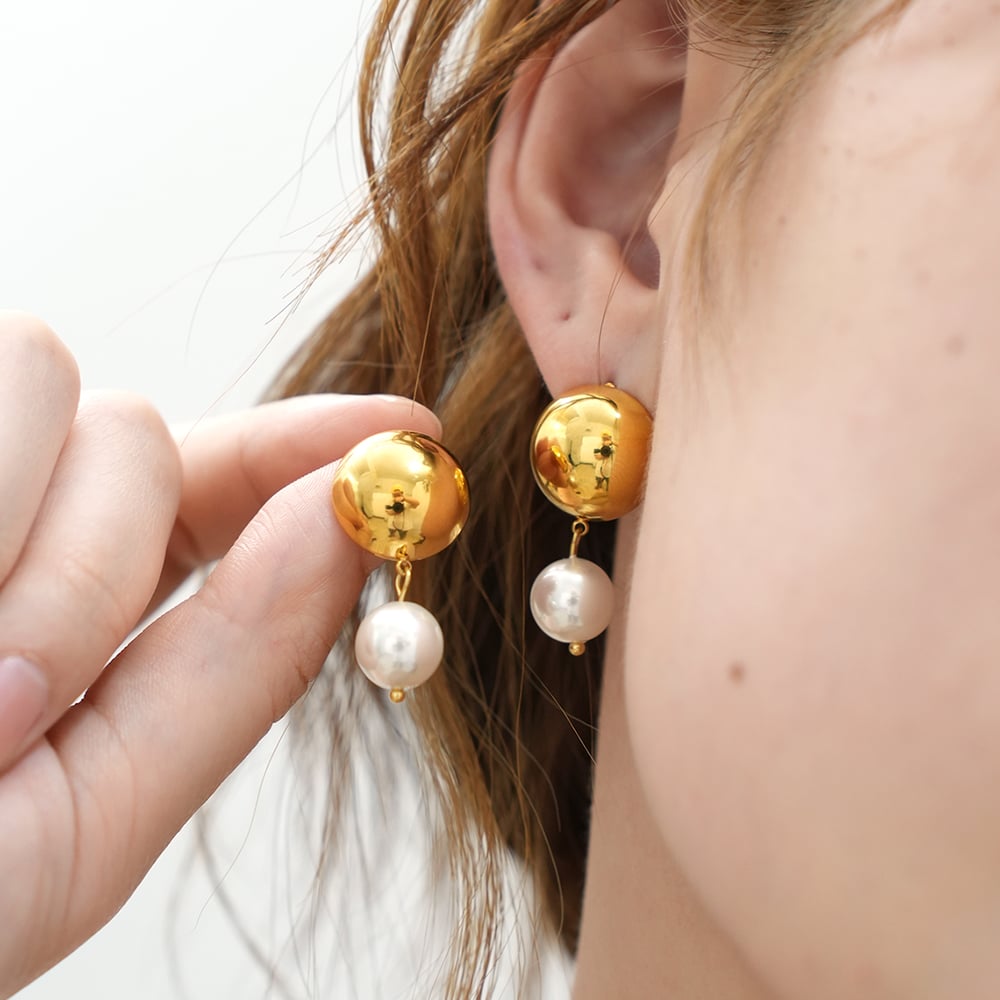 1 Pair Retro Patchwork Stainless Steel  Gold Color Women's Stud Earrings Picture5