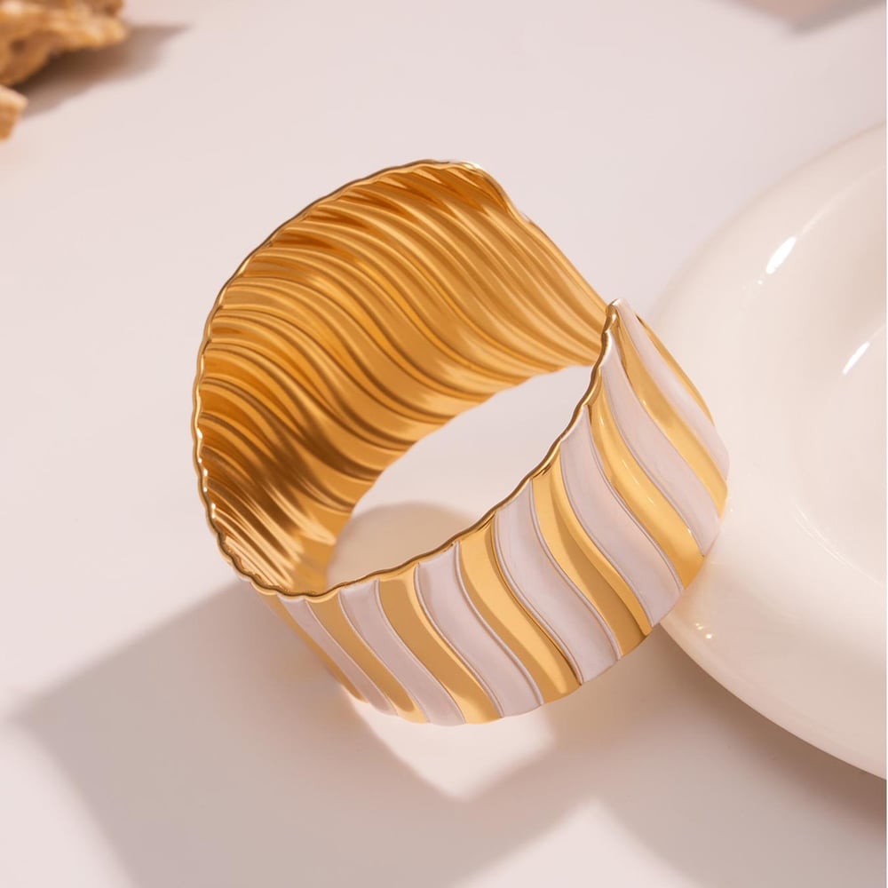 1 Piece Simple Strip Stainless Steel Gold Color Women's Cuff Bracelets h5Picture7
