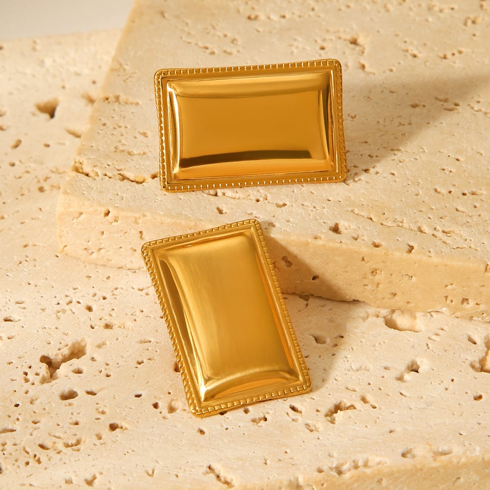 1 Paar Simple Series Daily Rechteckige Ohrstecker aus Edelstahl in Goldfarbe für Damen h5Bild4