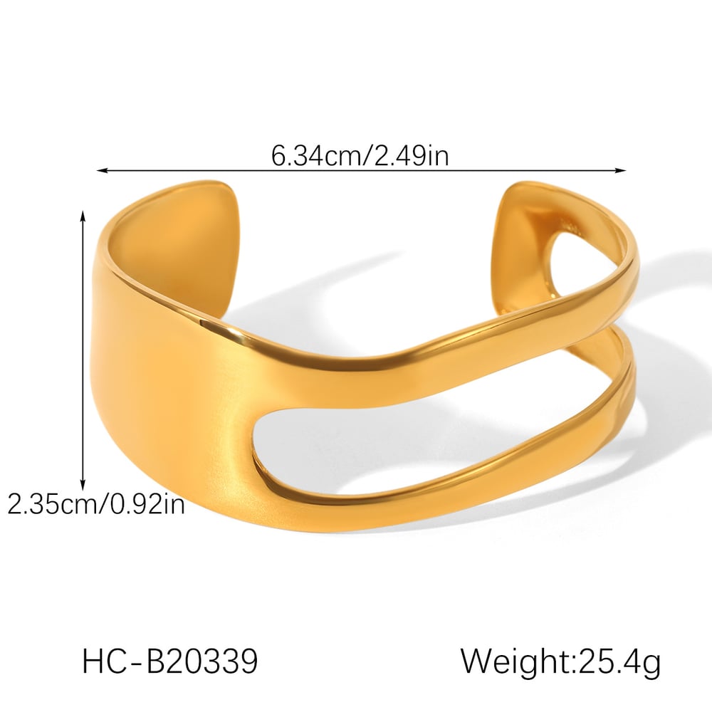 1 Stück unregelmäßig geformte ausgehöhlte Armreifen aus Edelstahl für Damen h5Bild2
