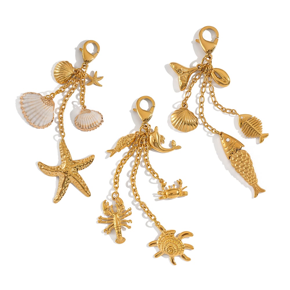 1 Piece Oceanic Stainless Steel Gold Color Keychain Picture5