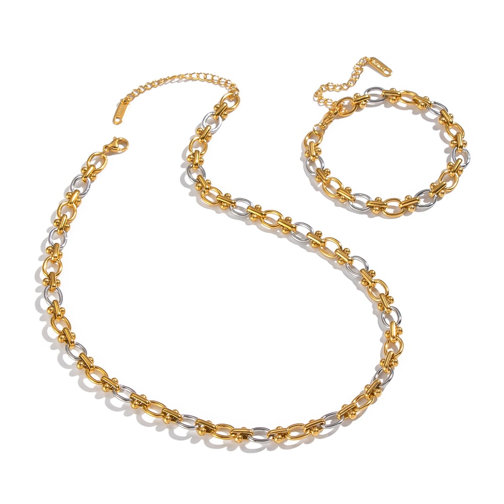 Mixed Gold Color And Silve Stainless Steel Chain Necklace Set Picture6
