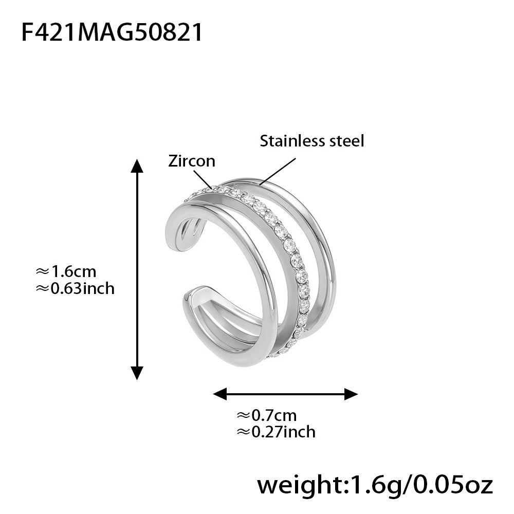 1 Paar Twist Circle Edelstahl Gold Farbe Zirkon Damen Ohr Manschetten