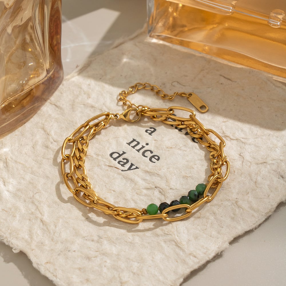 1 Stück Natursteinperlen Edelstahl Perlenarmband Bild5