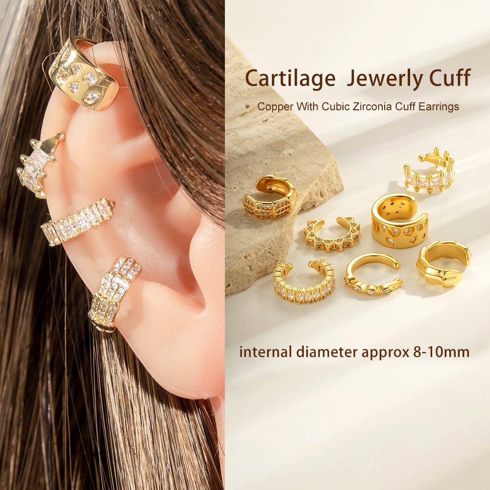 1 Piece Copper Gold Color Zircon Ear Cuffs Picture4