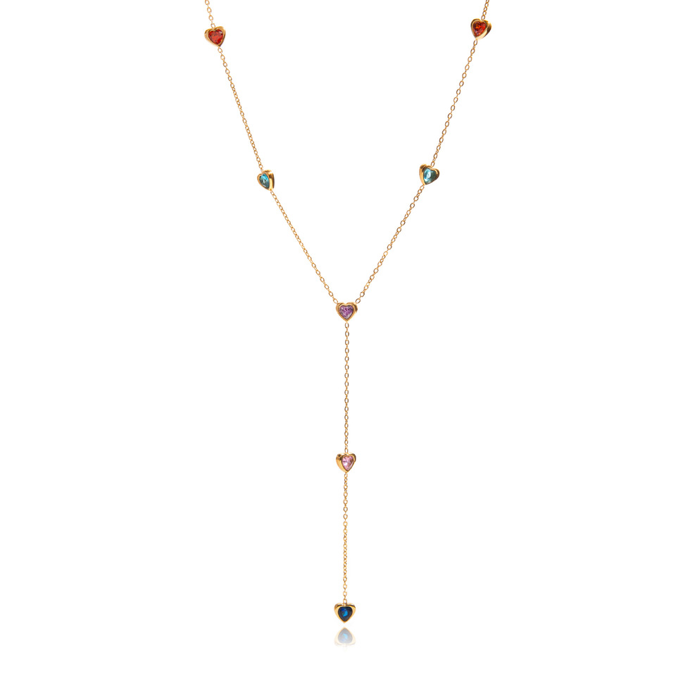 1 Piece Polychrome Heart Zircon Stainless Steel Women's Pendant Necklaces