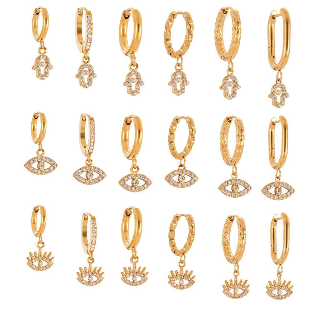 1 Pair Delicate Devil's Eye Stainless Steel Gold Color Zircon Women's Drop Earrings Picture6