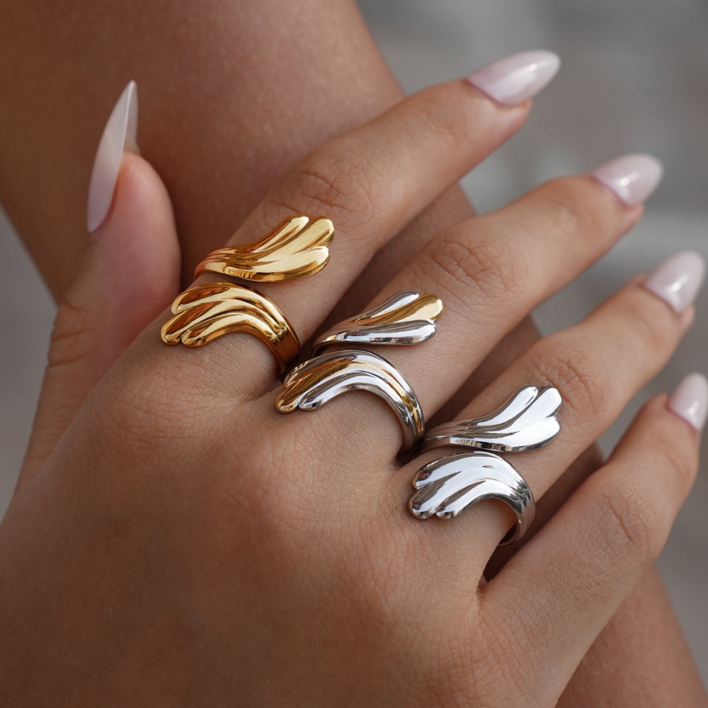 1 Piece Casual Irregular Shape Stainless Steel Gold Color Statement Rings h5Picture5