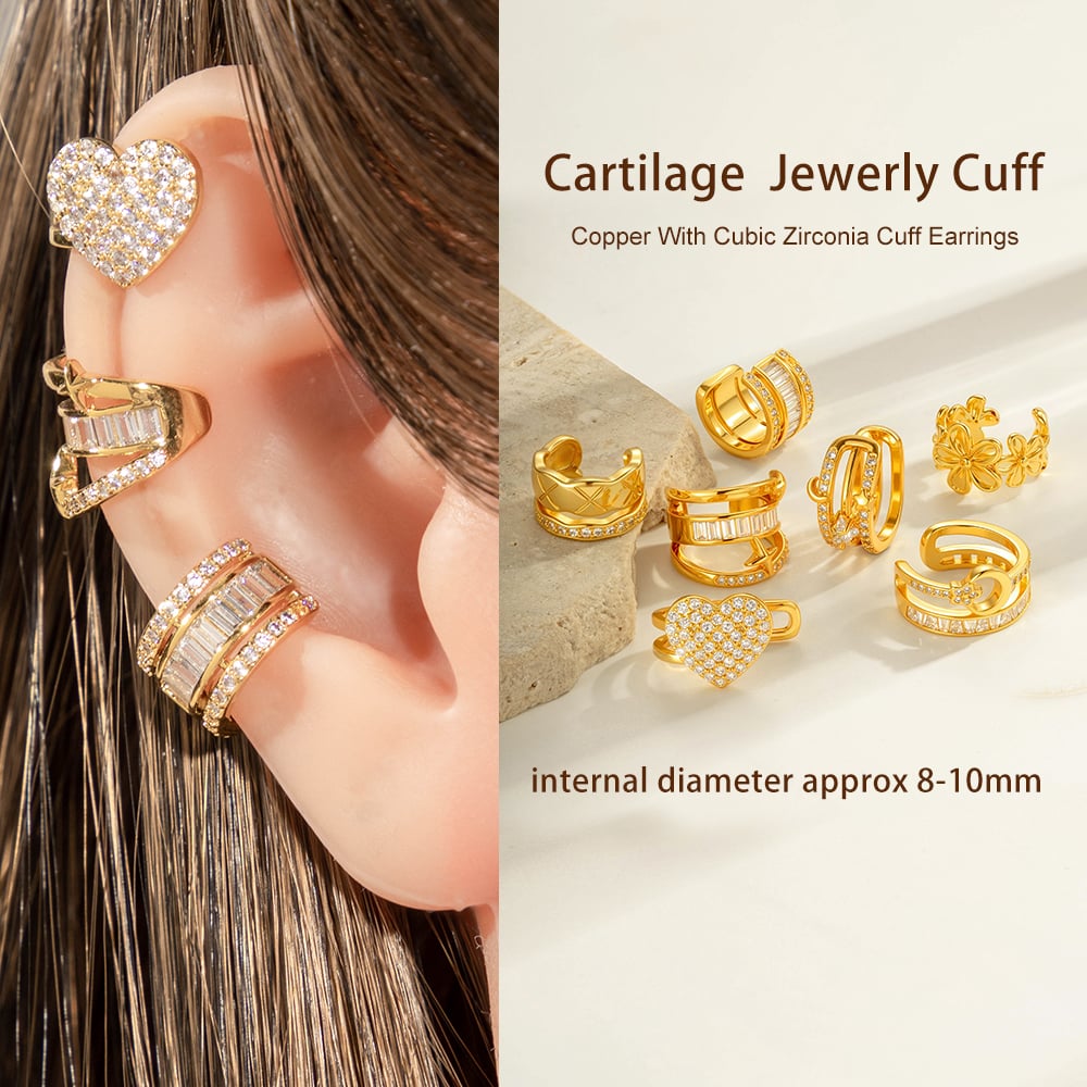 1 Stück Kupfer-Gold-Farbe Zirkon Ohr Manschetten Bild4