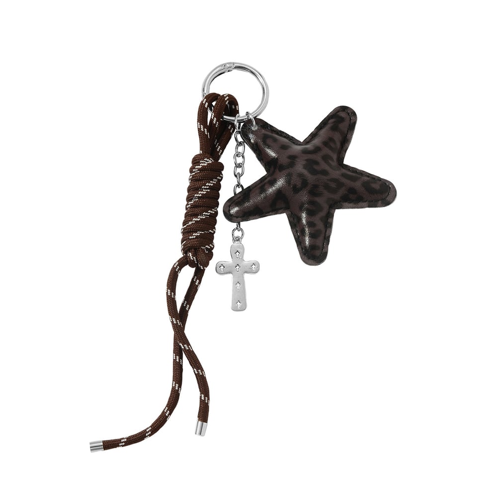 1 Piece Retro Leopard Print Leather Star Bag Charm h5Picture6