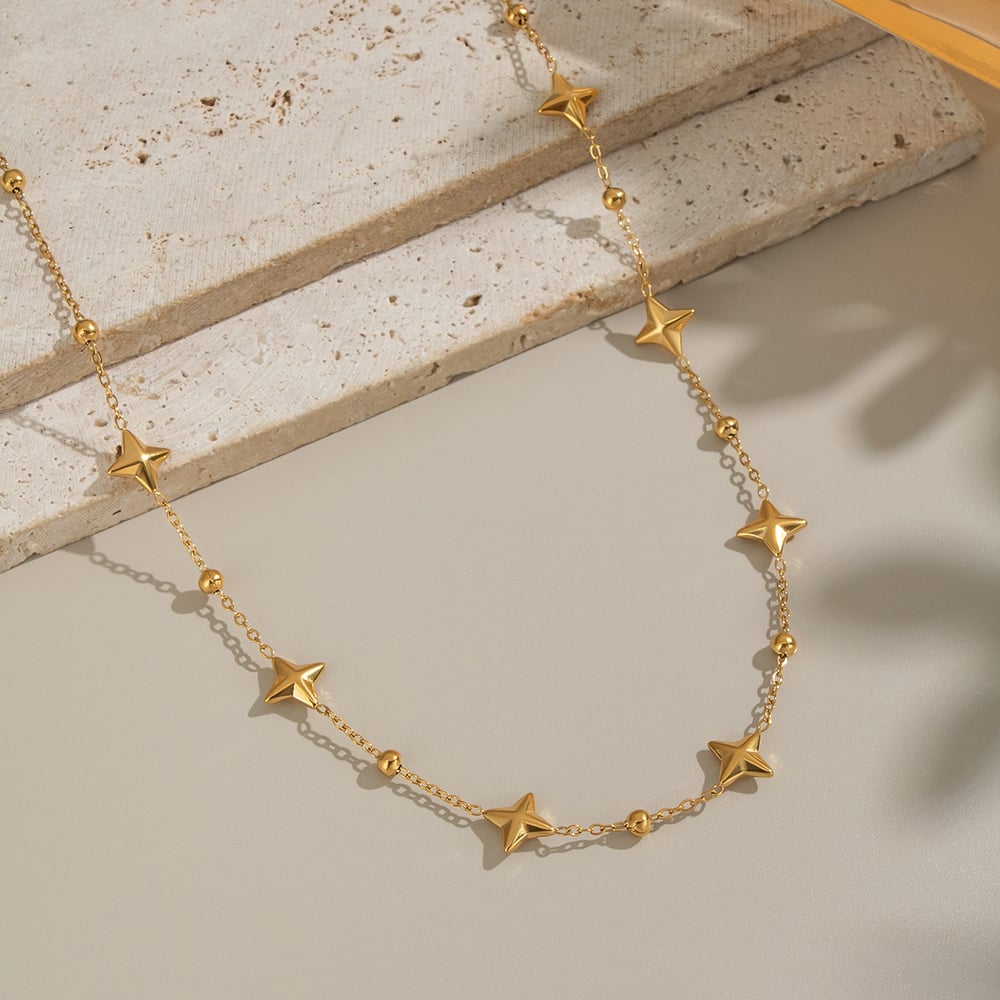 1 Piece Stars Stainless Steel Gold Color Chain Necklace Picture3