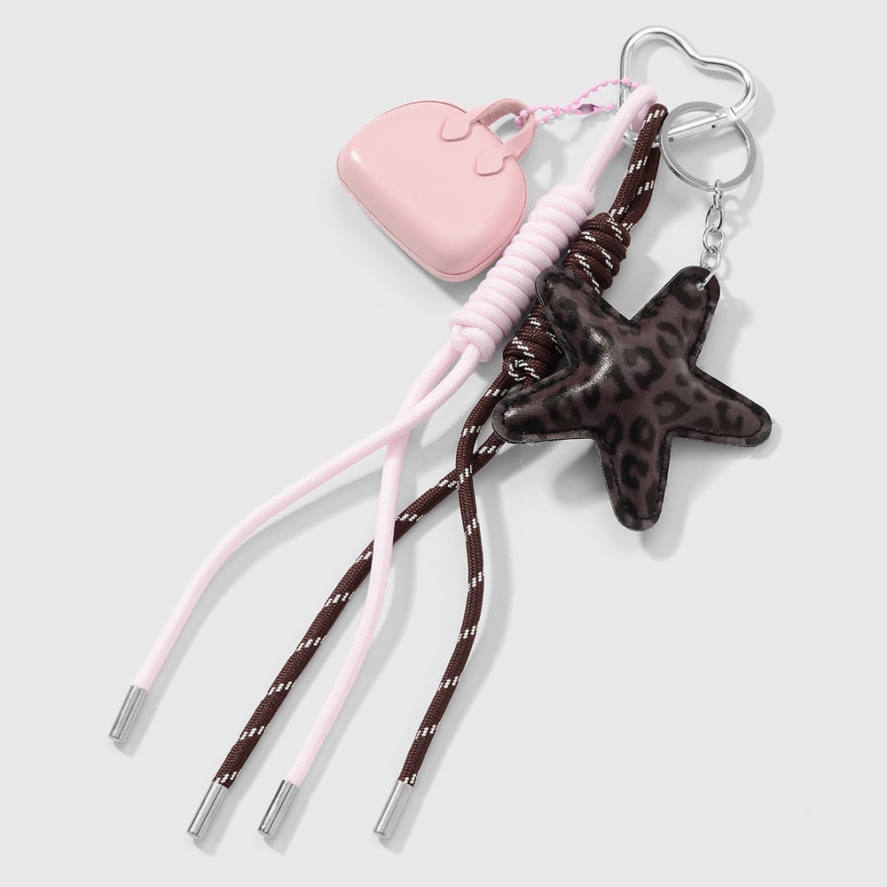 1 PiecLeather Flower Leopard Print Star Bag Charm h5Picture3