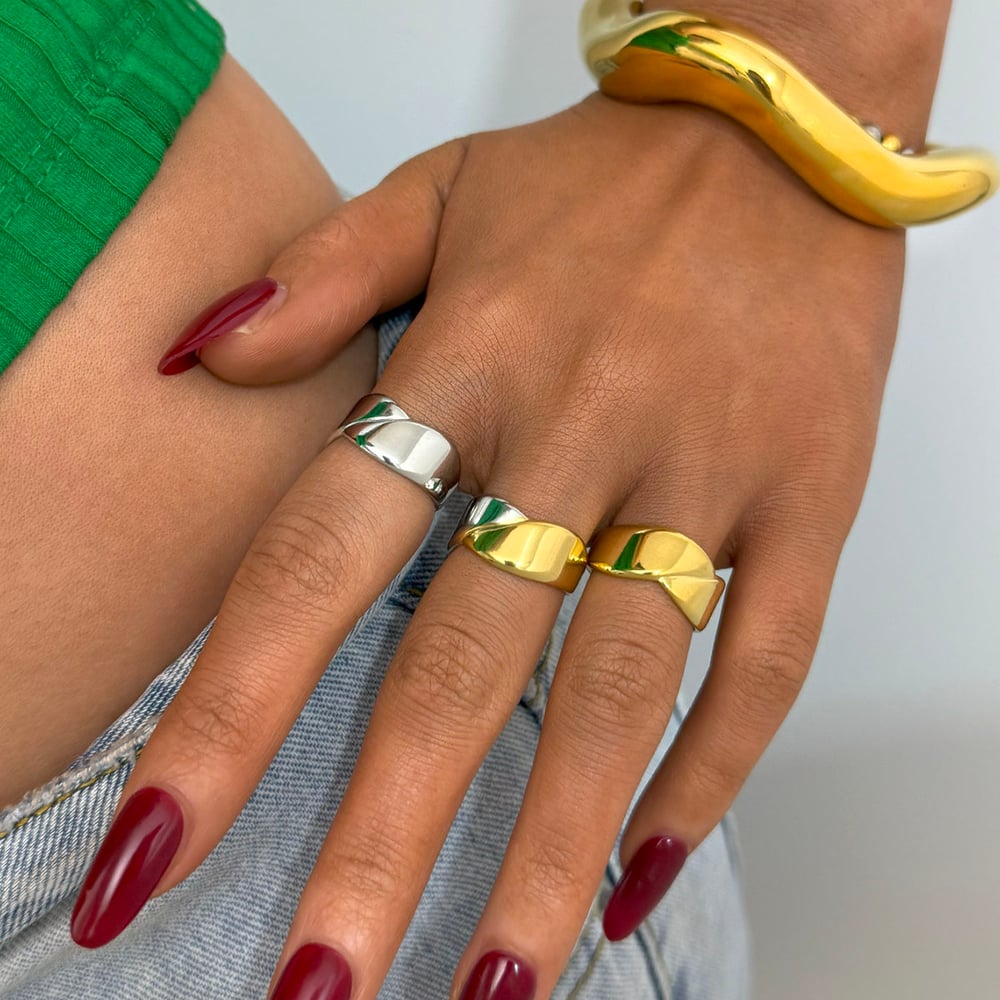 1 Piece Simple  Casual Irregular Shape Stainless Steel  Woemn's  Statement Rings h5Picture5
