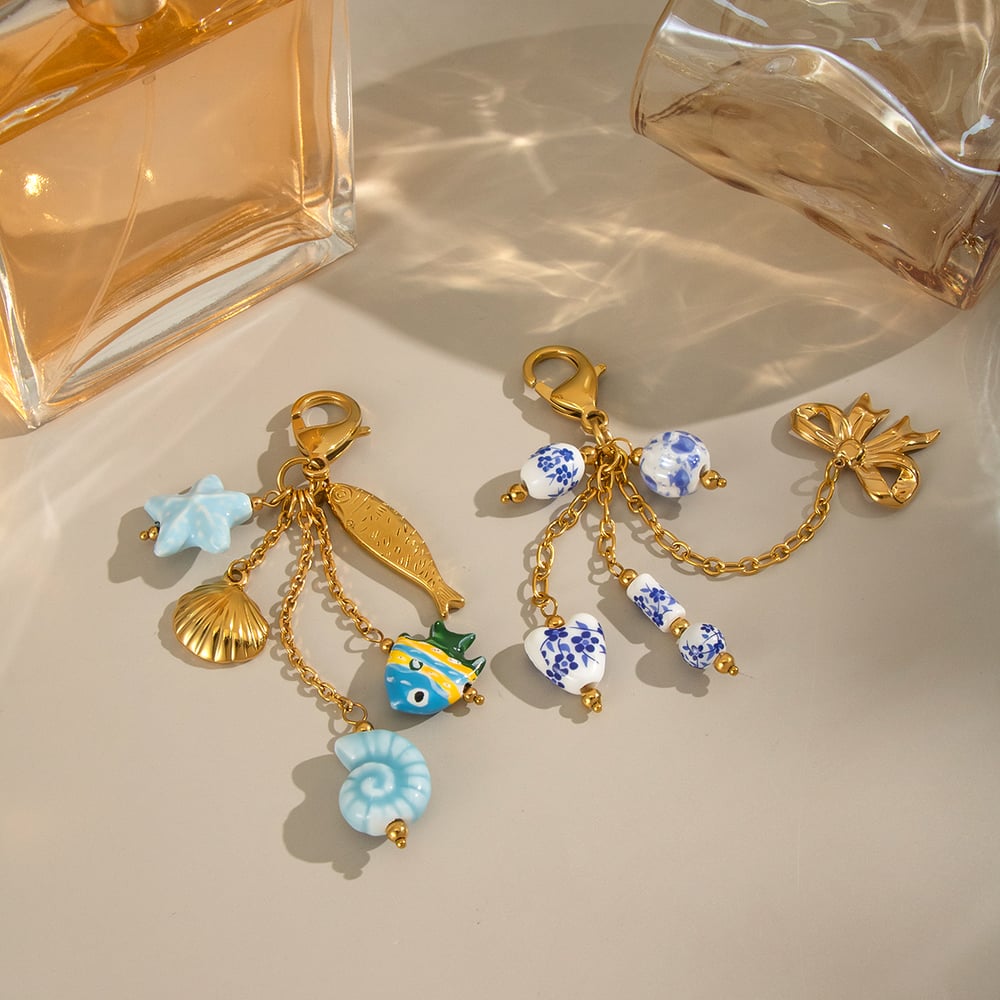 1 Stück Obst Edelstahl Gold Farbe Schlüsselanhänger Bild3