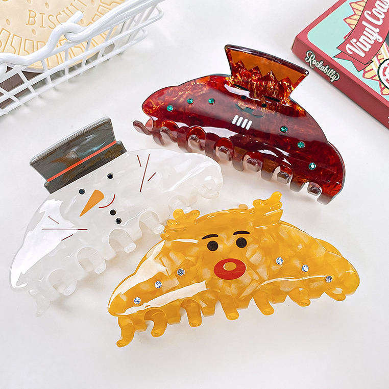 1 Piece Cuat Christmas Snowman Pattern Gift  PVC Women's Hair Claws h5Picture2