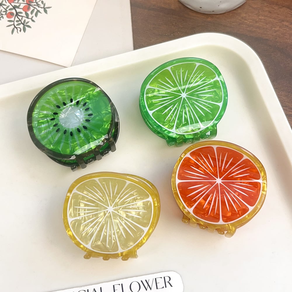 1 Piece Fresh  Sweet Round Lemon  Shaped PVC Women's Hair Claws h5Picture2