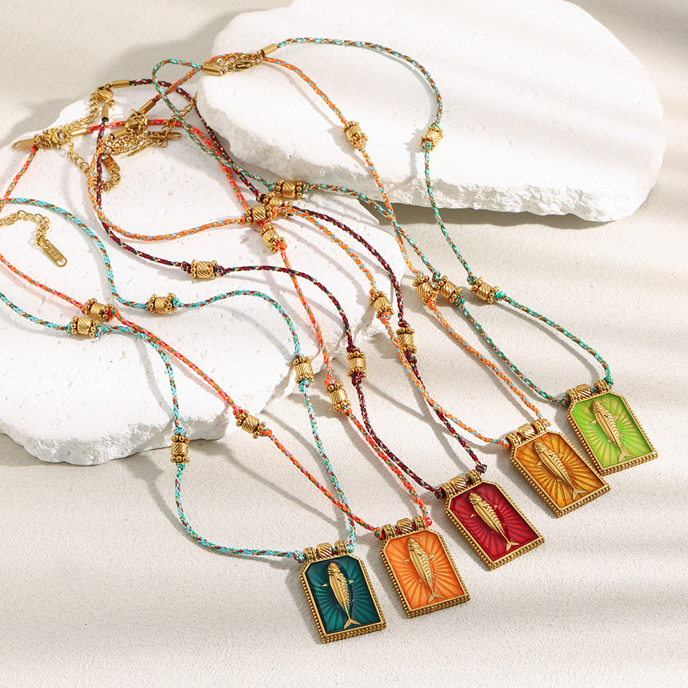 1 Piece Classic Fish Tarot Stainless Steel Gold Color Women's Pendant Necklaces Picture4