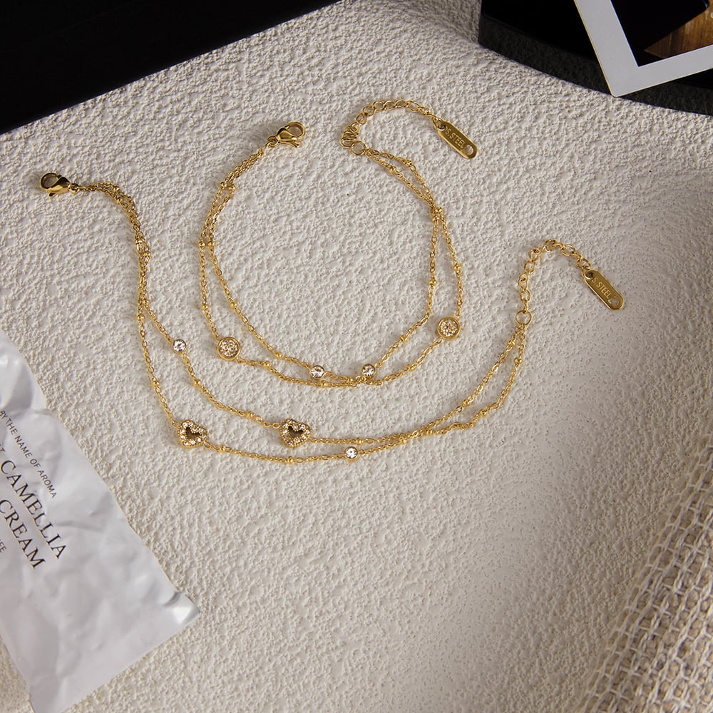 1 Piece Luxurious Heart Stainless Steel Gold Color Women's Chain Bracelets Picture6