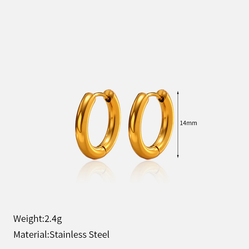 1 Pair Simple Stainless Steel Gold Color Hoop Earrings