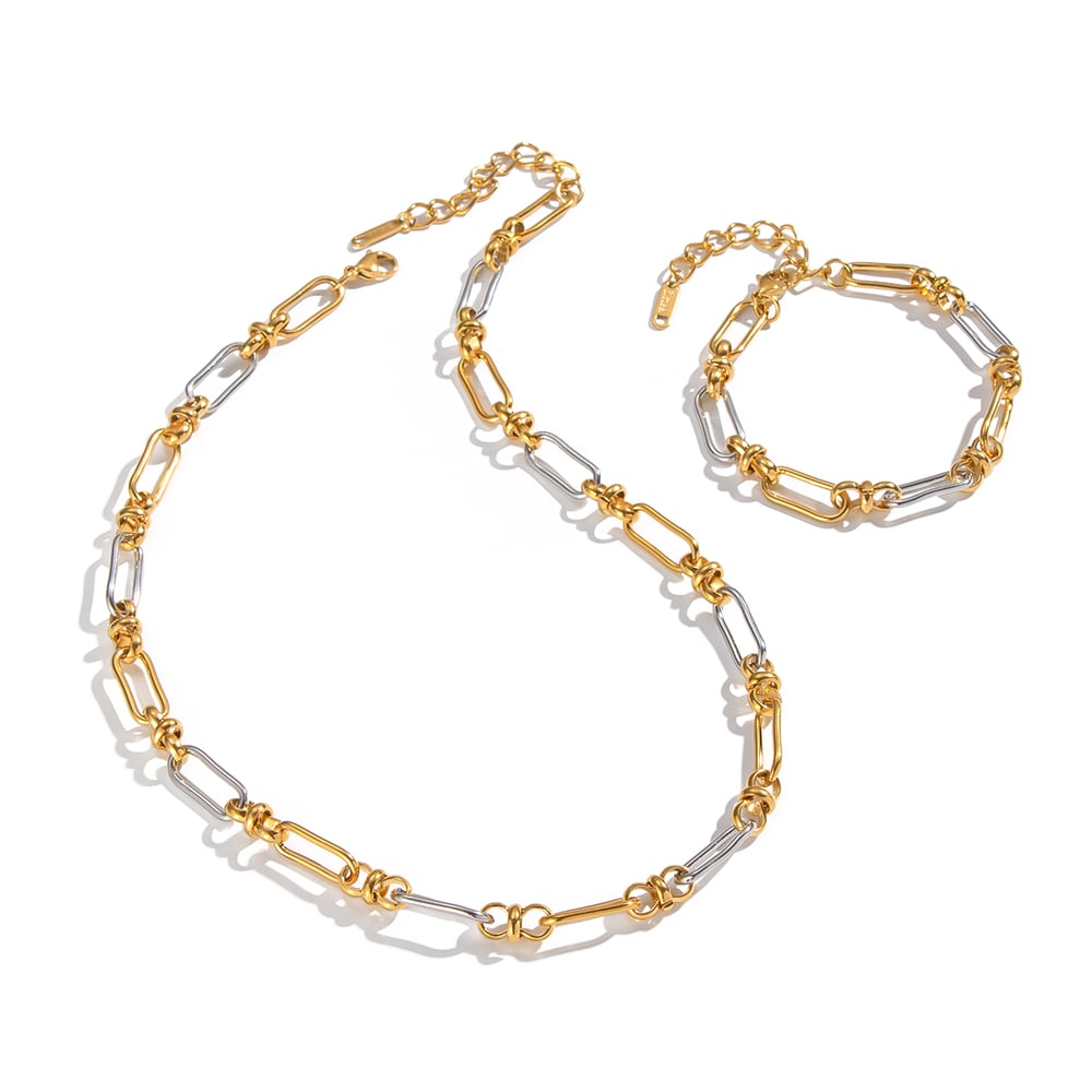 Mixed Gold Color And Silve Stainless Steel Necklace Set Picture6