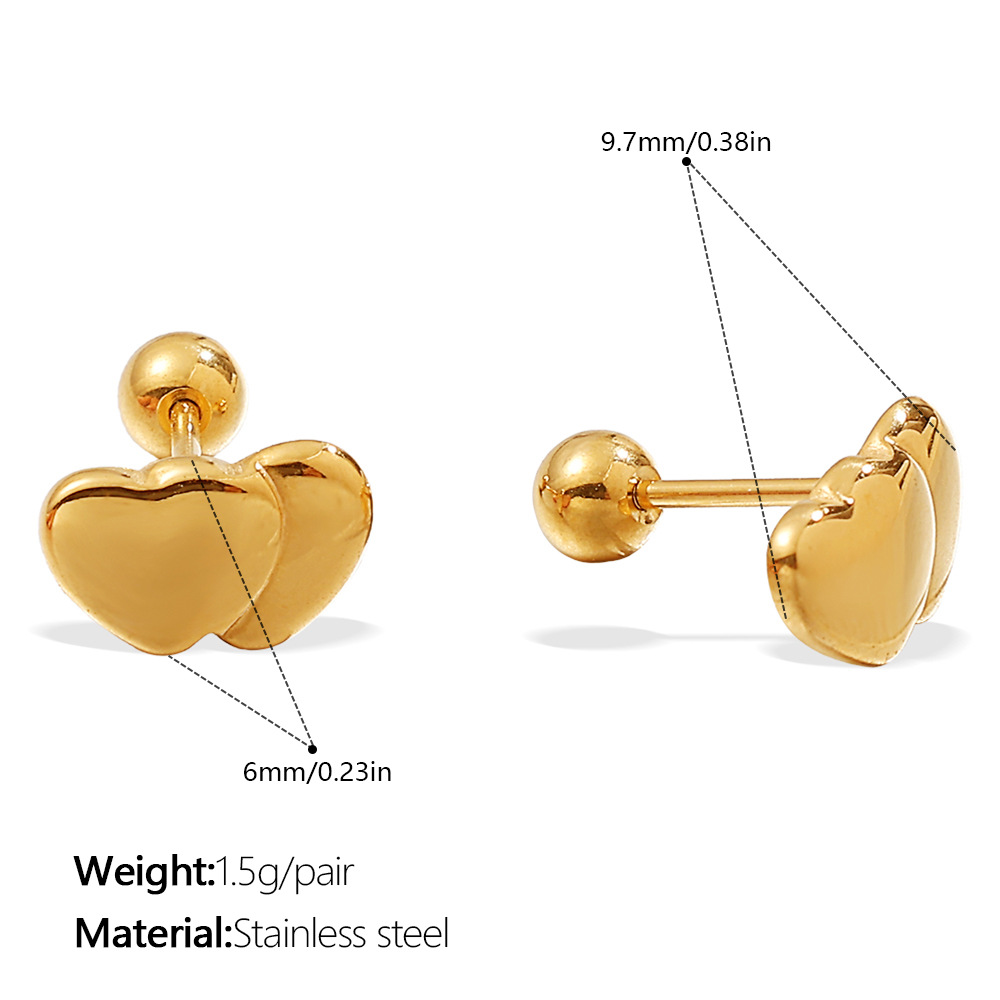 1 Pair Stainless Steel Gold Color Stud Earrings