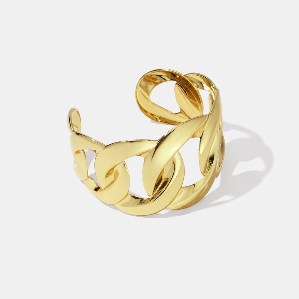 Circle Stainless Steel Gold Color Cuff Bracelet h5Picture2