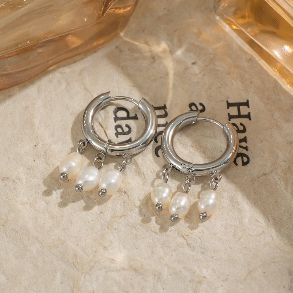 1 Pair Elegant Tassel Stainless Steel Gold Color Pearl Drop Earrings Picture4